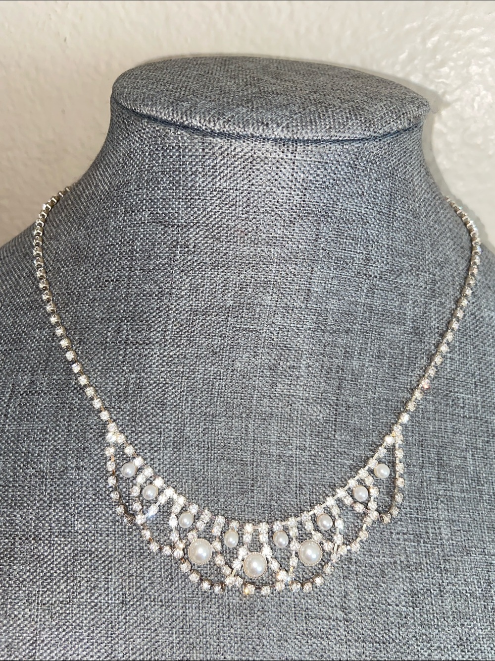 Claire’s Dainty Faux Pearls & Rhinestone’s Necklace